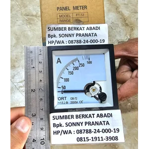 AMPERE METER ANALOG JARUM MANUAL 0-500A UKURAN DIMENSI 72x72mm 250/5A OB-72 OB72 OB 72 - TOP QUALITY