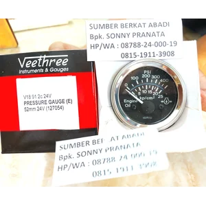 VEETHREE 127054 OIL PRESSURE GAUGE INDICATOR 0-400 PSI 0-25 BAR 24VDC 52MM V18912C