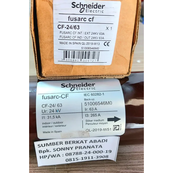 SCHNEIDER FUSARC CF-24/63 MODEL 51006546M0 24KV 63A 51006546MO - GENUINE ORIGINAL
