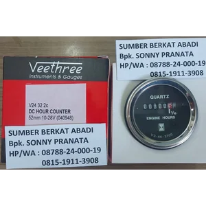 VEETHREE ENGINE DC HOURS COUNTER GAUGE V3-4N-3700 V34N3700 HOUR METER GAUGE 040940 V3 4N 3700 V24322C V24 32 2C V3-08687-22402 V30868722402 V308687-22402 V3 08687 22402 - VOLTAGE 12V / 24V - GENUINE ORIGINAL