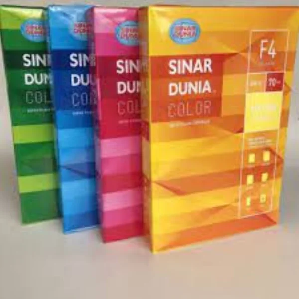 Kertas HVS Warna F4 70 gram merk. Sinar Dunia