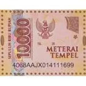 Meterai 10.000/Meterai tempel dengan nominal 10.000 