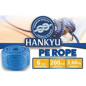 Tali tambang/tampar HDPE  Diameter 6mm Panjang 200m/roll