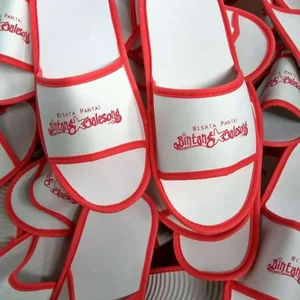 Sandal Hotel Putih 4mm + Sablon Logo Hotel 1 Warna