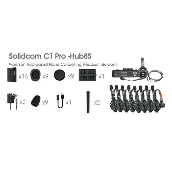 Wireless Intercom Hollyland Solidcom C1 PRO Headset Microphone Full Duplex-8S + HUB