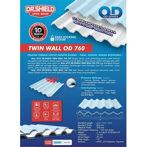 DR.Shield 0D 760 TWINWALL - 4 Meter (Double Layer) - Atap UPVC