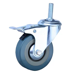 Roda Troli / Castor PVC / Caster Wheels 360° + Rem - 1 Set Isi 4 Pcs / Roda Karet / Roda Castor PVC 4 & 5 Inch