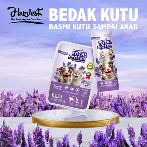 Bedak Kutu pinjal aman terjilat ampuh kitten puppies anjing kucing kelinci hamster Harvest Total Protex Lavender 1 box 10 sachet @ 15 gr
