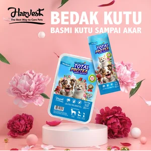 Bedak Kutu pinjal aman terjilat ampuh kitten puppies anjing kucing kelinci Harvest Total Protex Fancy Blossom 1 box 10 sachet @ 15 gr