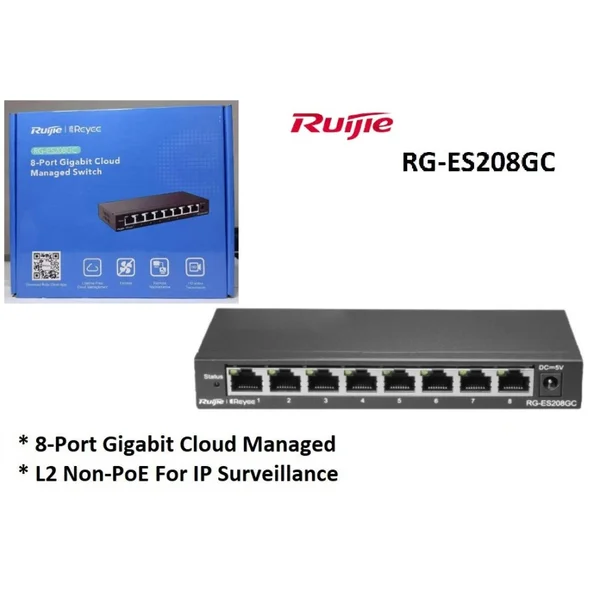 Aksesoris Komputer Switch Manage Ruijie ES 208 GC