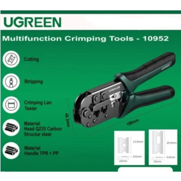 Crimp Tool Ugreen RJ45 RJ11 LAN Network Krimping MultiFungsi - 10952