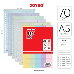 Kertas File Loose Leaf Color Isi Kertas File Binder Warna Joyko A5 - 103 Mix