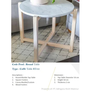 Meja Tamu Marmer Bulat (Kaki Kayu)