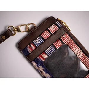 TENUNIN Lanyard Name tag ID Card Holder Kulit Asli Motif Elegan