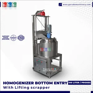 MESIN HOMOGENIZER BOTTOM ENTRY  WITH LIFTING SCRAPPER ( TRIPLE JACKET)  100 LITER