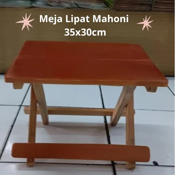 Meja Lipat Mahoni Coklat Polos Kecil
