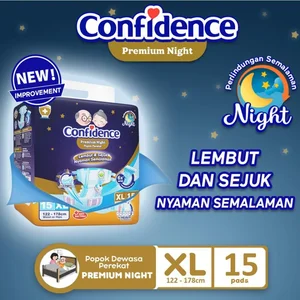 Confidence Premium Night Perekat L 15 dan XL 15 Popok dewasa diaper