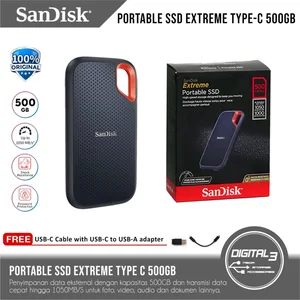 SanDisk Extreme Portable SSD 1050MB/s USB Type C 3.2 500GB - SDSSDE61 - Black