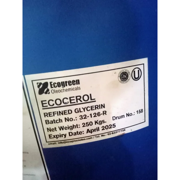 Refined Glycerine Ecocerol 250kg / drum