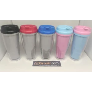 Tumbler botol plastik minum insert paper Technoplast GB-200/GB200/G200 Polos - merah-silver