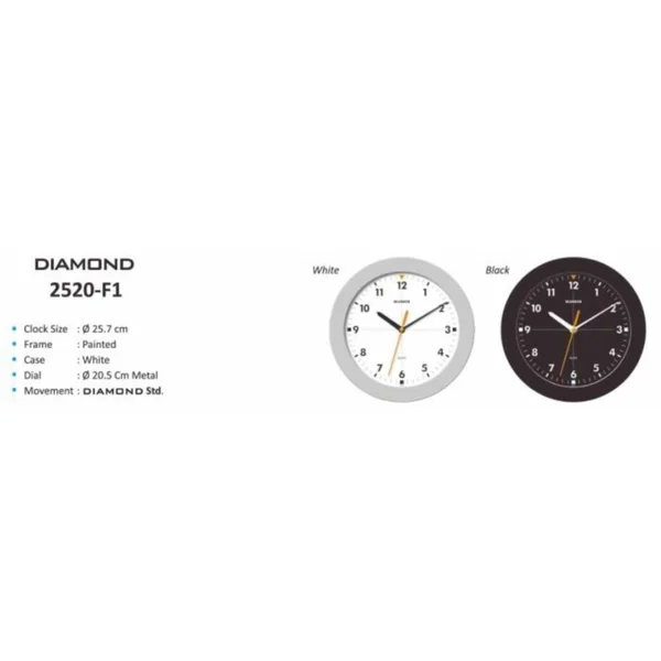 Jam Dinding Diameter 25.7cm - Diamond 2520-F1