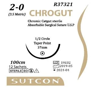 BENANG OPERASI CATGUT CROMIC 2-0 USP 37MM