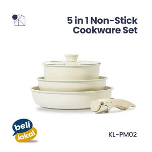 Kanso Living Panci Set 5 pcs Wajan Anti Lengket Gagang Lepas Pasang