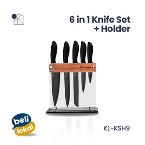 Kanso Living Pisau Dapur Set + Tempat Pisau Isi 6 pcs Stainless Steel