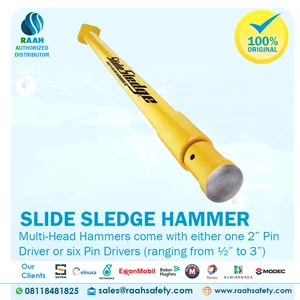   Palu Martil Bulat Palu Konde Gagang Fiber - Perkakas Tools Merk Slide Sledge 13 Pound 46″ Multi-Head Hammer with 1 Pin Driver 211203