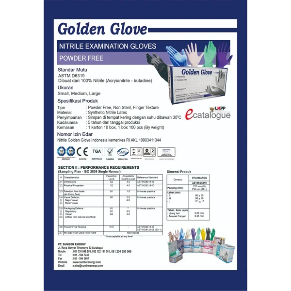 SARUNG TANGAN SEKALI PAKAI - NITRILE - MEREK GOLDEN GLOVE - HITAM