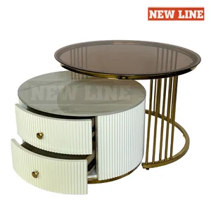 New Line - Coffee Table Marmer 605 GL / Meja Tamu Bulat / Meja Kopi Modern / Meja Tamu Minimalis / meja ruang keluarga