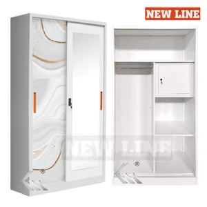New Line - 2P 90 AJ SL D96 KM - Lemari Pakaian Besi 2 Pintu / Lemari Baju Besi Sliding Wardrobe Storage Kabinet