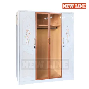 Newline - JP 4M 268 LED - Lemari Pakaian Besi LED 4 Pintu / Lemari Baju Besi Sliding Wardrobe Storage Kabinet