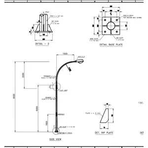 Tiang PJU 7 Meter Single Parabolic