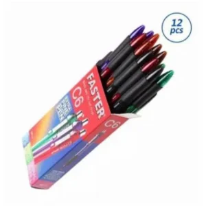 Pulpen dan Pensil Ballpoint Pulpen Faster C6 - Hitam isi 12 pcs