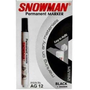 Spidol dan Highlighter SPIDOL SNOWMAN PERMANEN AG 12/ G 12 ISI 12 PCS PER BOX - AG 12 HITAM - G 12 HITAM