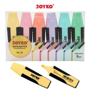 Spidol dan Highlighter JOYKO Highlighter Penanda Berwarna HL-70 Pastel Color 1 Set 6 Pcs