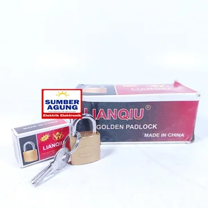 Gembok Kuning Lianqiu 20mm Gembok Kunci Kecil Set Otomatis Mengunci Koper Slot Kecil Lemari Laci