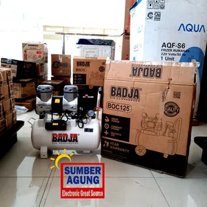 Kompressor Listrik Badja Air Compressor BOC125 Tanpa Oli Oilless Untuk 1HP 750W 25Liter 25L 150L per Menit
