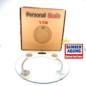 Timbangan Badan Kaca Digital Bening Bulat MAX 180KG Vanstar V330 Body Sacale Polos Minimalis Clear Glass 