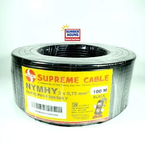 Supreme Kabel HY 3x0.75 NYMHY 100M Warna Hitam Original Black Full Tembaga Serabut Instalasi Listrik