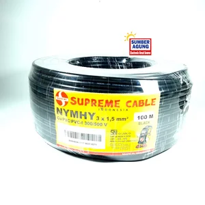 Supreme Kabel HY 3x1.5 100M NYMHY Warna Hitam Serabut Tembaga SNI LMK Standar PLN Instalasi Listrik Original