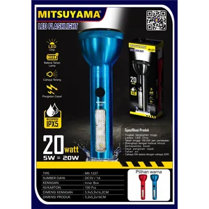 Mitsuyama MS1227 Senter LED 20W Flashlight Alloy Cas Pengisian Cepat Fast Charging Waterproof IPX5