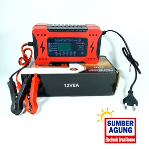 Sunpro Charger Aki 6A SU1206X Charger Aki Portable SP-1206X Cas Aki 12V 6A Dengan LCD Indikator Smart