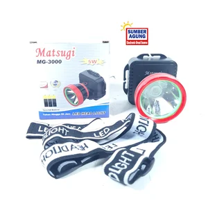 Matsugi Senter Kepala Batu MG3000 5Watt LED Switch LED Kapsitas 3 Baterai