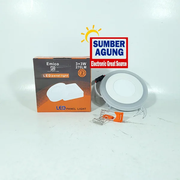 Emico LED Downlight Panel IB Emico 3+3 PK Bulat Putih Kuning Tanam Warm White Bulat Tipis Hemat Energi