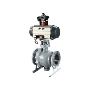 Ball Valve YNTO Stainless Steel Pneumatic Fixed Ball Valve Available Sizes 2"–20" / GB Standards  / AT / AW Series Pneumatic Actuator