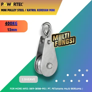 Katrol / Kerekan Mini ( Mini Pulley Steel ) Merk: Powertec ukuran 12mm kapasitas 400kg 