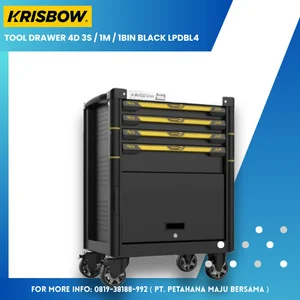 Laci Perkakas 4 Laci ( Tool Drawer ) 3S/1M/1BIN Warna Hitam Merek Krisbow model LPDBL4