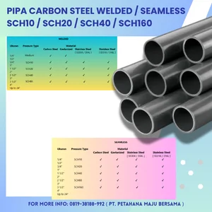Pipa Carbon Steel Welded / Seamless Pressure SCH10 / SCH20 / SCH40 / SCH80 / SC160